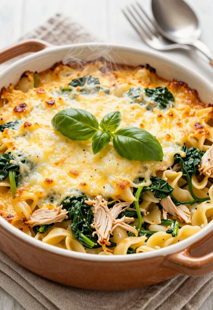 12 Chicken Pesto Pasta Recipes for Creamy Herby Weeknight Favorites 3. Spinach and Chicken Pesto Pasta Bake 0