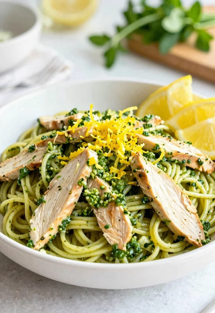 12 Chicken Pesto Pasta Recipes for Creamy Herby Weeknight Favorites 6. Lemon Garlic Chicken Pesto Pasta 0
