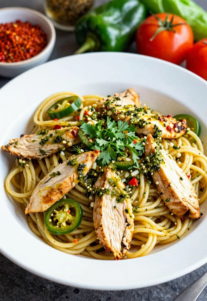 12 Chicken Pesto Pasta Recipes for Creamy Herby Weeknight Favorites 9. Spicy Chicken Pesto Pasta with Jalapeos 0