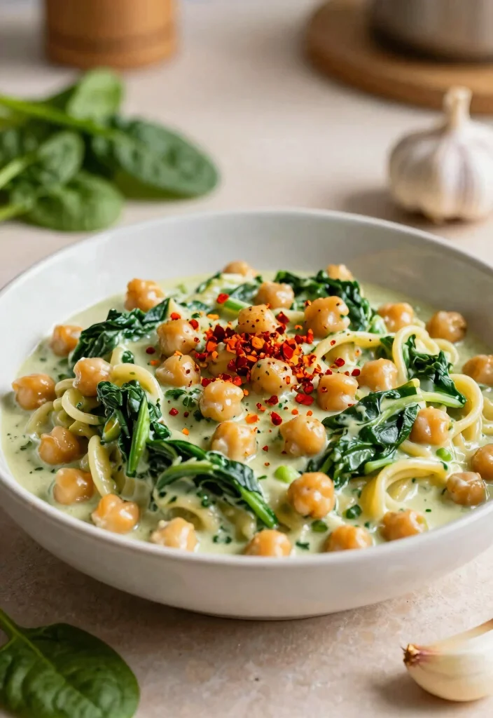 12 Chickpea Pasta Recipes for Protein Rich and Healthy Dinners 11 12 Chickpea Pasta Recipes for Protein Rich and Healthy Dinners 11. Chickpea Pasta with Creamy Spinach Sauce 0
