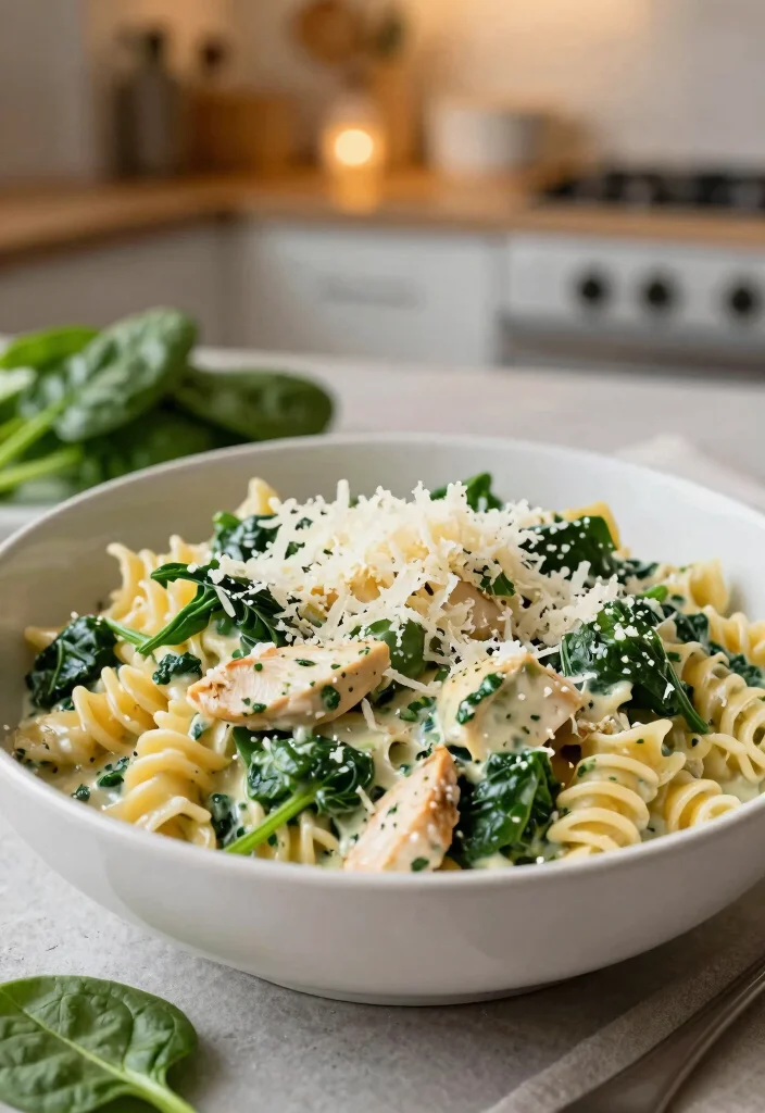 12 Easy Chicken and Pasta Recipes for Quick Weeknight Dinners 5. Creamy Spinach and Chicken Pasta 0