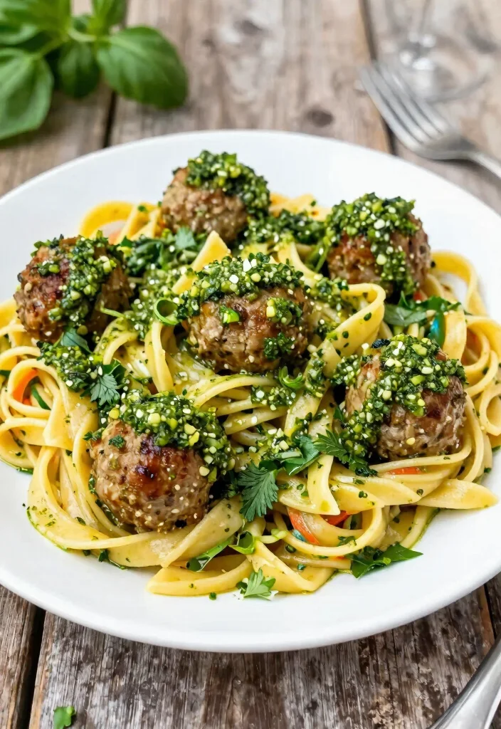 12 Meatball Pasta Recipes for Classic Comfort and Hearty Flavor 9. Chimichurri Meatball Pasta 0