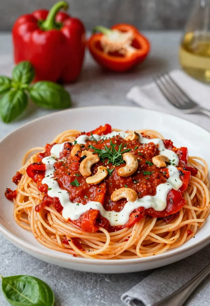 12 Meatless Pasta Recipes for Simple Flavorful Plant Based Dinners 5. Roasted Red Pepper Pasta 0