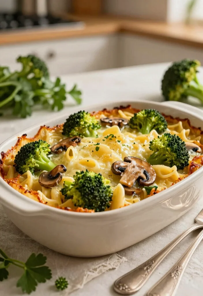 12 Mushroom Pasta Recipes for Savory Rich and Comforting Flavor 12. Mushroom and Broccoli Pasta Bake 0
