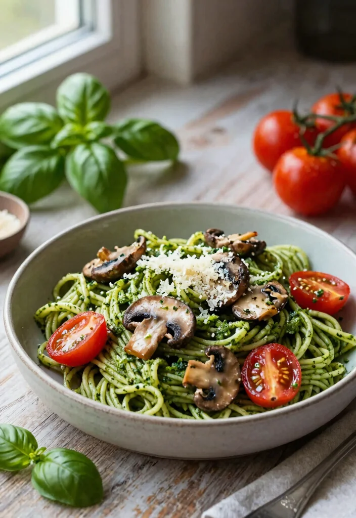 12 Mushroom Pasta Recipes for Savory Rich and Comforting Flavor 4. Pesto Mushroom Pasta 0