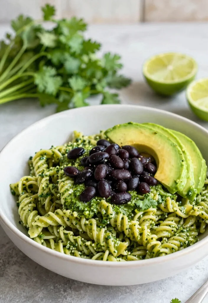 12 Pesto Pasta Recipes for Fresh Herby and Flavor Packed Dinners 8. Cilantro Pesto Pasta with Black Beans 0