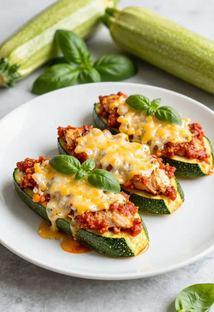 12 Quick Chicken Recipes for Busy Weeknights and Fast Results 10. Chicken Parmesan Zucchini Boats 0