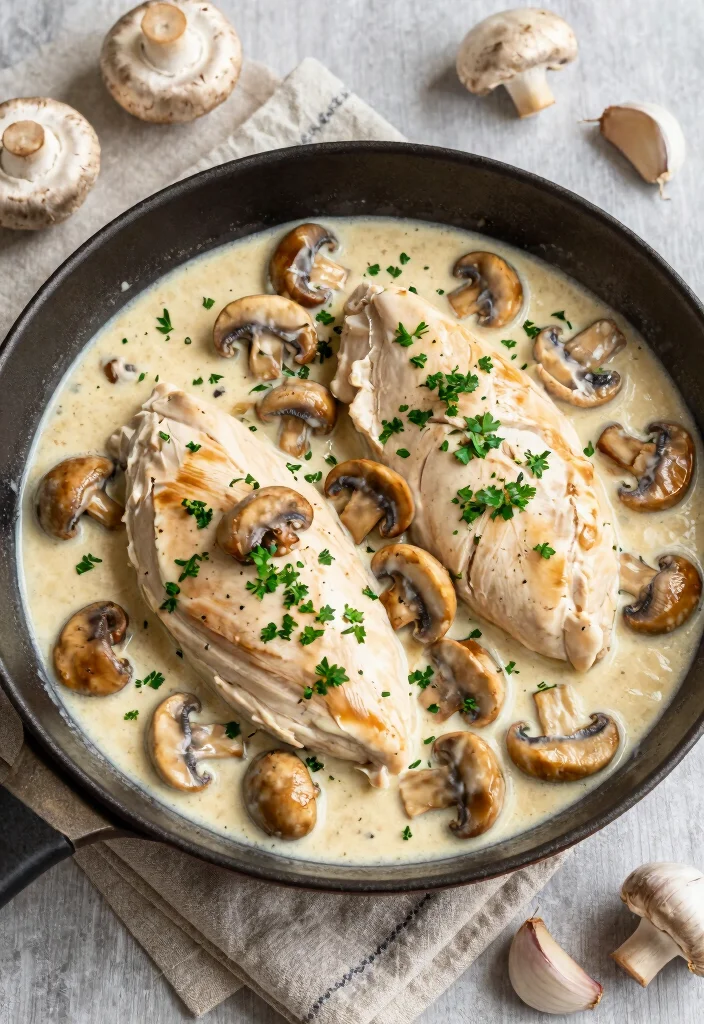 14 Easy Chicken Recipes for Quick Simple and Stress Free Cooking 2. Creamy One Pan Chicken and Mushrooms 0