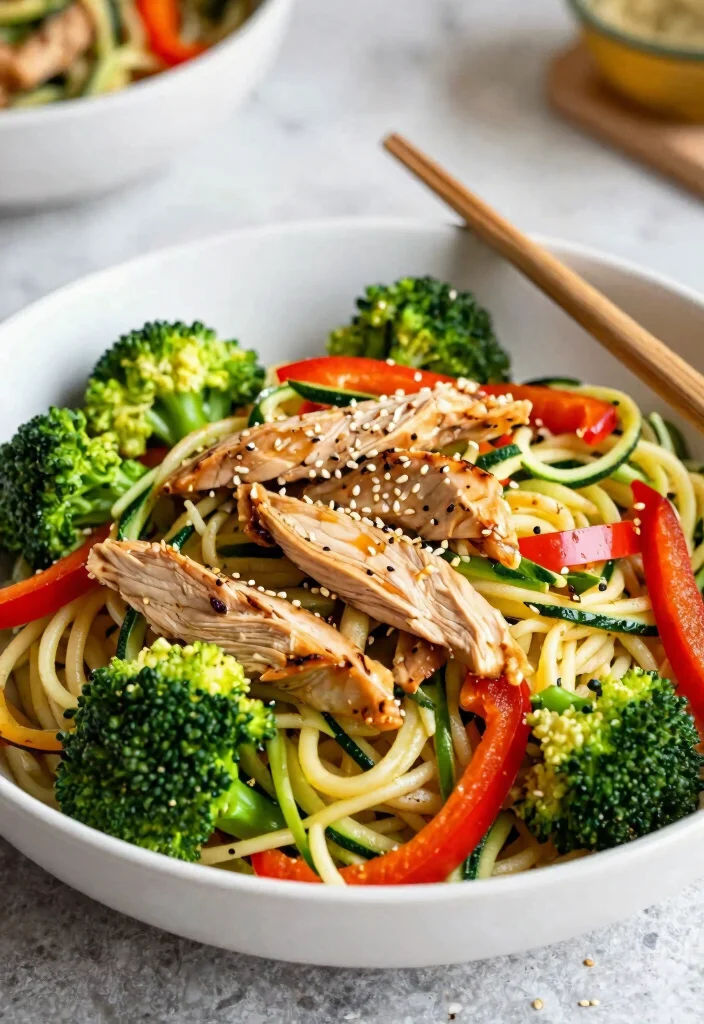 14 Healthy Chicken Recipes for Light Nutritious and Satisfying Meals 3 14 Healthy Chicken Recipes for Light Nutritious and Satisfying Meals 3. Chicken Zoodle Stir Fry 0