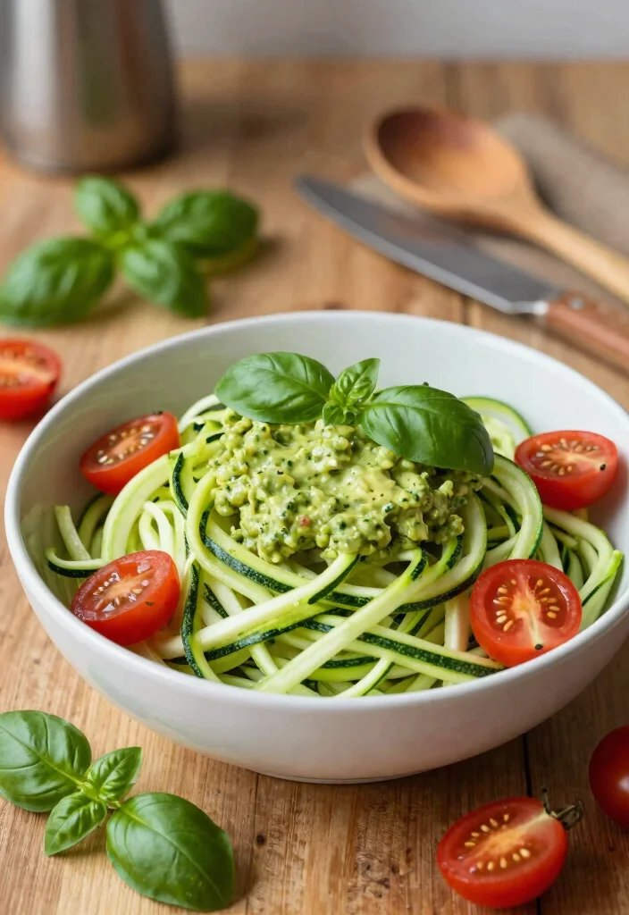14 Healthy Pasta Recipes for Light Nutritious and Satisfying Meals 1. Zucchini Noodles with Avocado Pesto 0