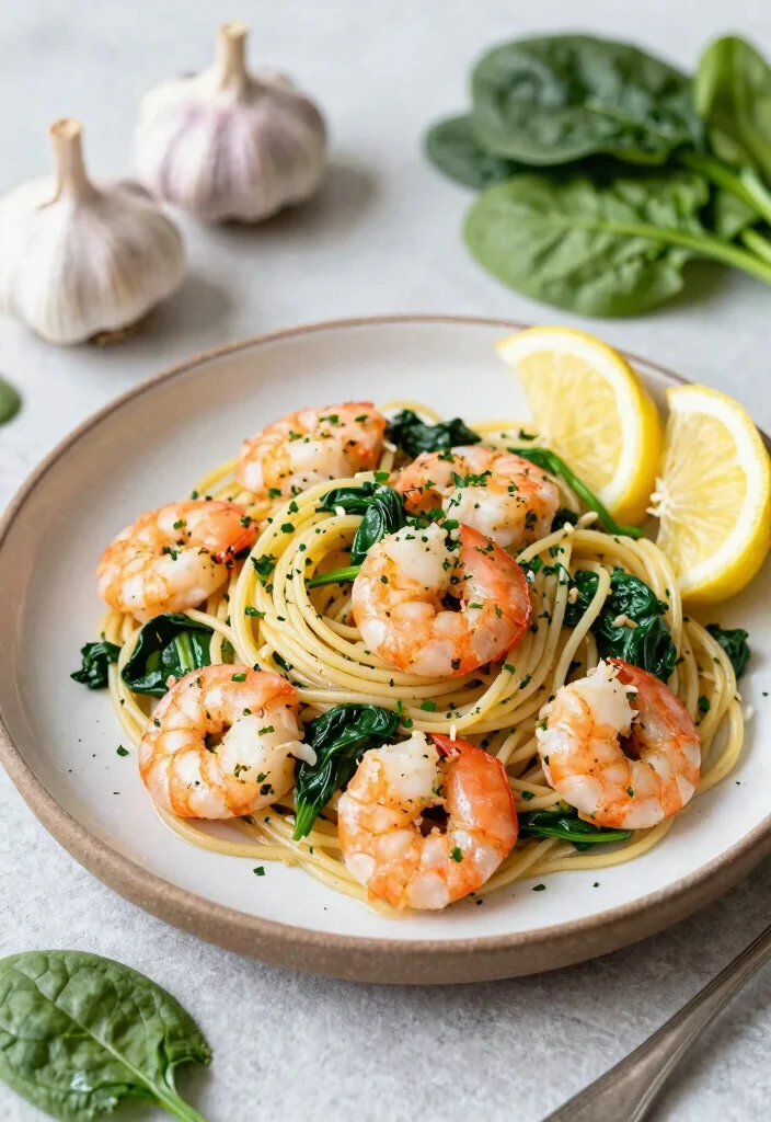 14 Healthy Pasta Recipes for Light Nutritious and Satisfying Meals 13. Garlic and Spinach Shrimp Pasta 0