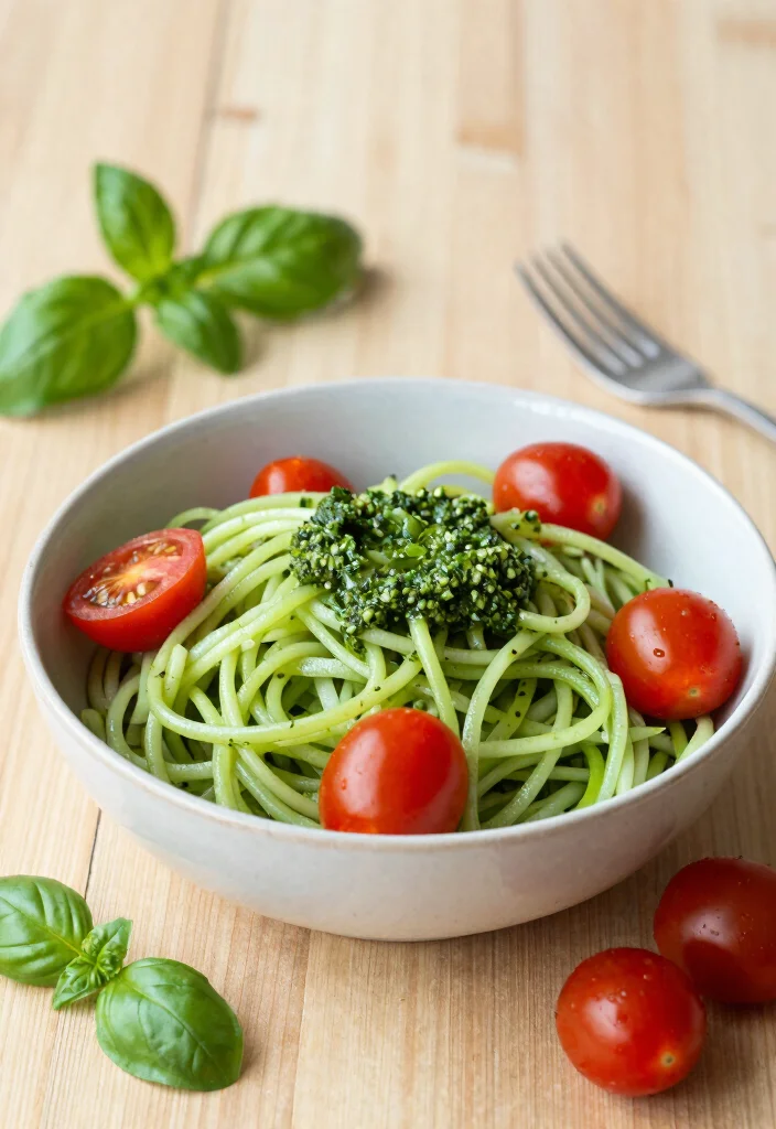 14 Healthy Pasta Recipes for Light Nutritious and Satisfying Meals 8. Pesto Zoodles with Cherry Tomatoes 0