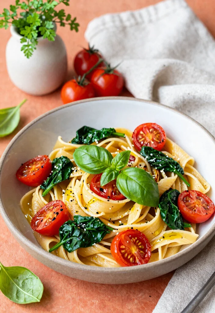 14 Vegetarian Pasta Recipes for Flavor Packed Meat Free Dinners 4. Roasted Tomato and Spinach Pasta 0